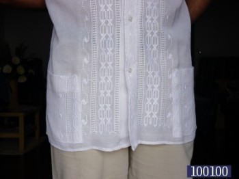 White Guayaberas made in Ao Po'i fabric