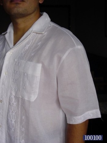 White Guayaberas made in Ao Po'i fabric