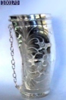 Bullhorn guampa with full silver cover. Click here for more details.