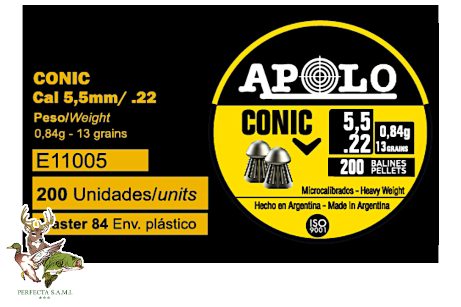 Balines Aire Comprimido Apolo 5.5MM Conico Plastico x200 M.E11005. Perfecta S.A.M.I. - Asuncion - Paraguay